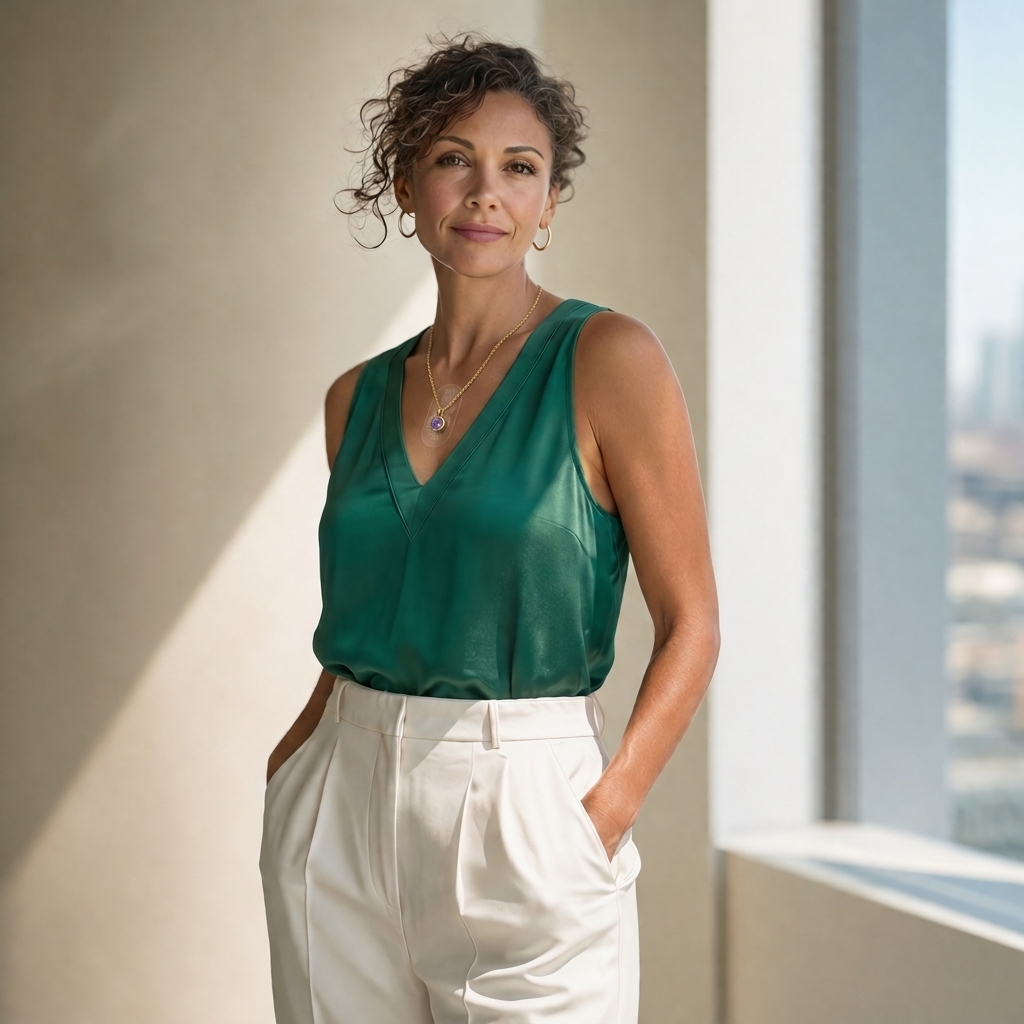 Woman wearing the Shine wearable device