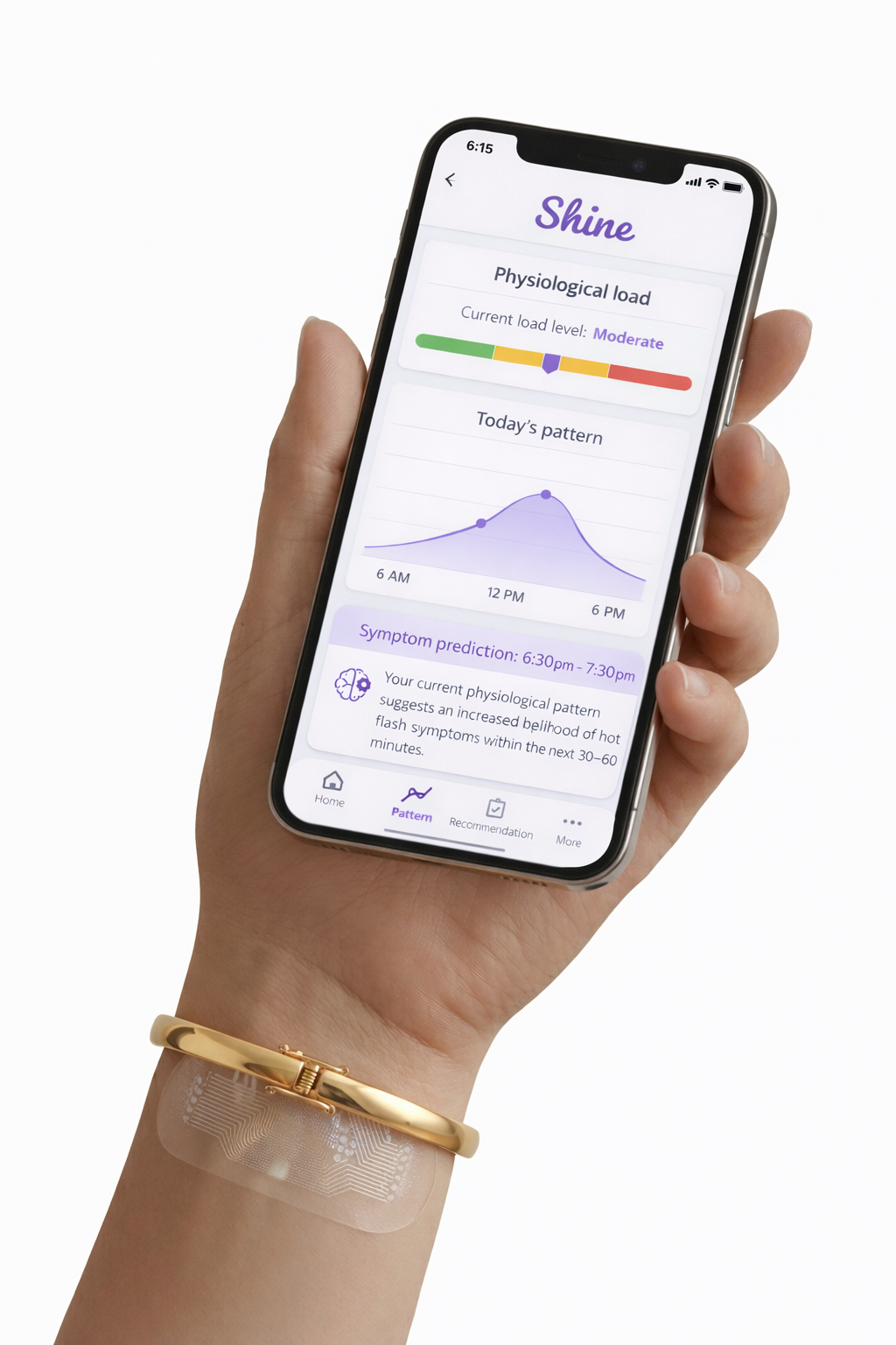 Shine app interface on smartphone showing wellness tracking and biomarker data